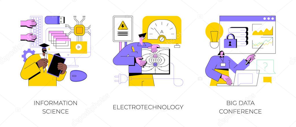 Scientific research abstract concept vector illustrations.