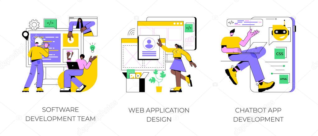 Professional programming abstract concept vector illustrations.