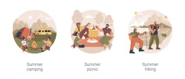 Yaz macerası soyut konsept vektör çizimleri.