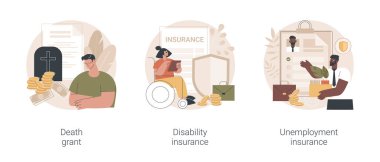 Sosyal finansal destek soyut konsept vektör çizimleri.