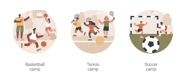 Verão acampamento esporte abstrata conceito vetor ilustrações. — Vetor de Stock
