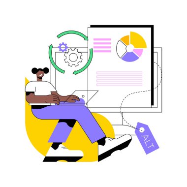 Alt etiket optimizasyonu soyut konsept vektör çizimi.