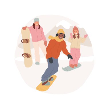 Aile snowboard sporu soyut konsept vektör çizimi.