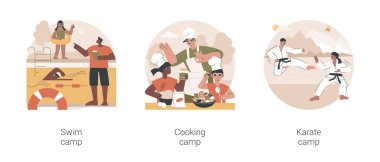 Çocuklar için yaz programları soyut konsept vektör çizimleri.