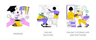 E-öğrenme soyut konsept vektör çizimleri.