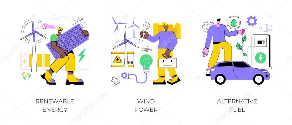 Clean energy abstract concept vector illustrations.