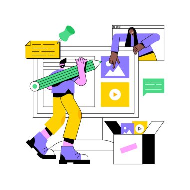 İçerik oluşturma soyut konsept vektör çizimi.