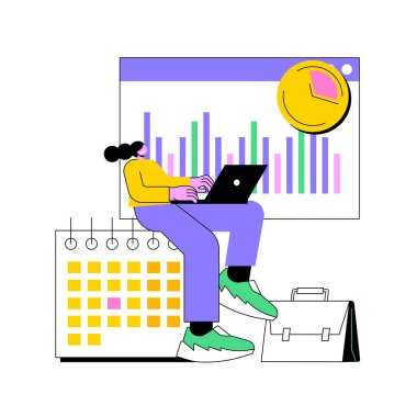 Zaman ve devamlılık takip sistemi soyut konsept vektör çizimi.