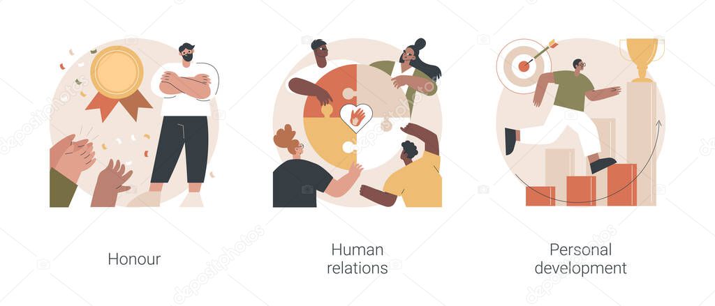Social abilities abstract concept vector illustrations.