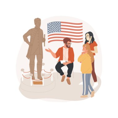 Amerikan Tarihi Müzesi 'ni ziyaret etmek karikatür vektör illüstrasyonu