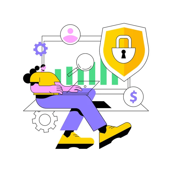 Cyber security risk management abstract concept vector illustration. — Vettoriale Stock