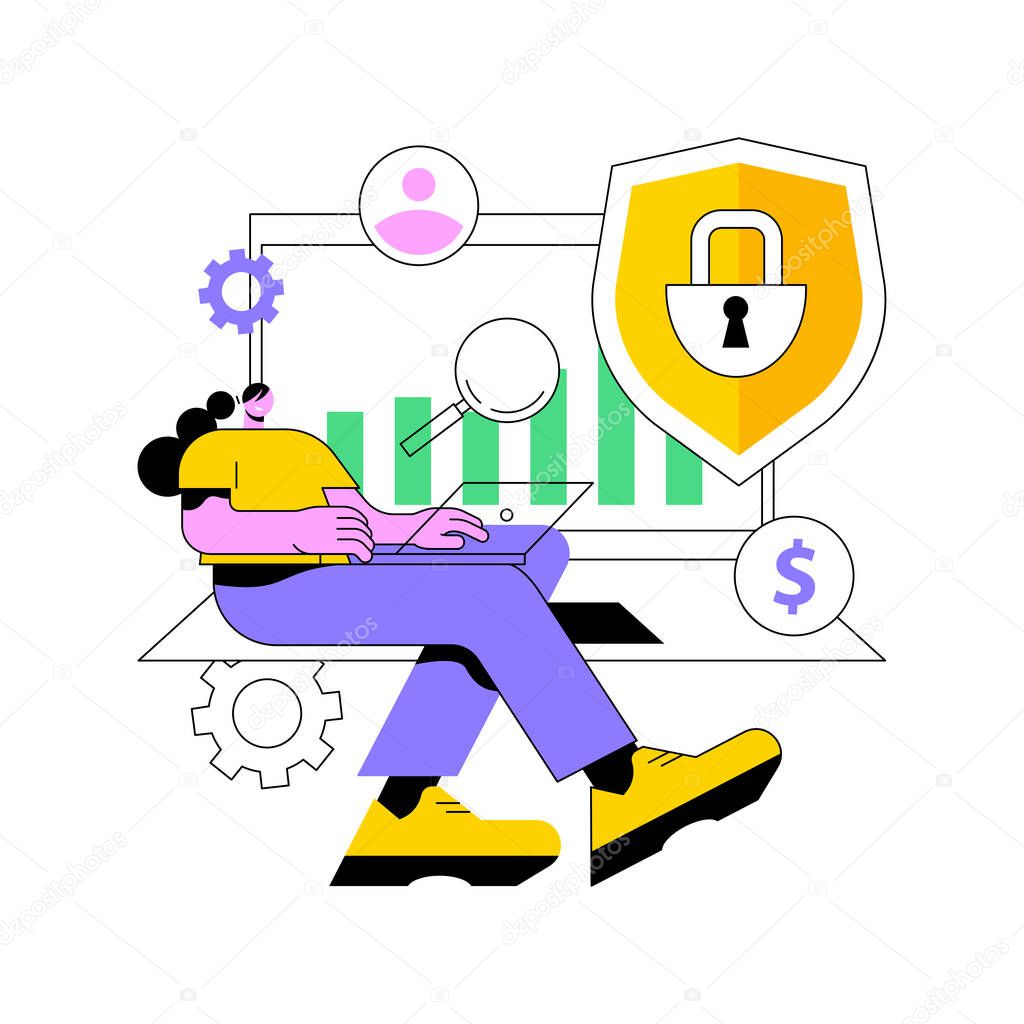 Cyber security risk management abstract concept vector illustration.