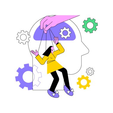 Psikolojik manipülasyon soyut konsept vektör çizimi.