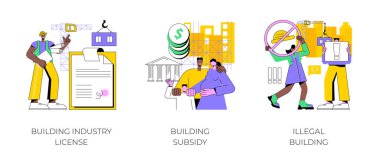 Yapım izni soyut konsept vektör çizimleri.