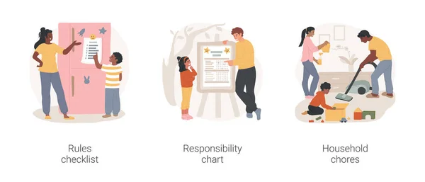 Família regras isolado desenho animado conjunto ilustração vetorial. — Vetor de Stock