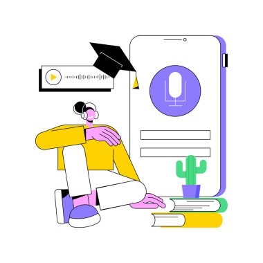 Podcast 'leri soyut konsept vektör çizimlerini dinle.