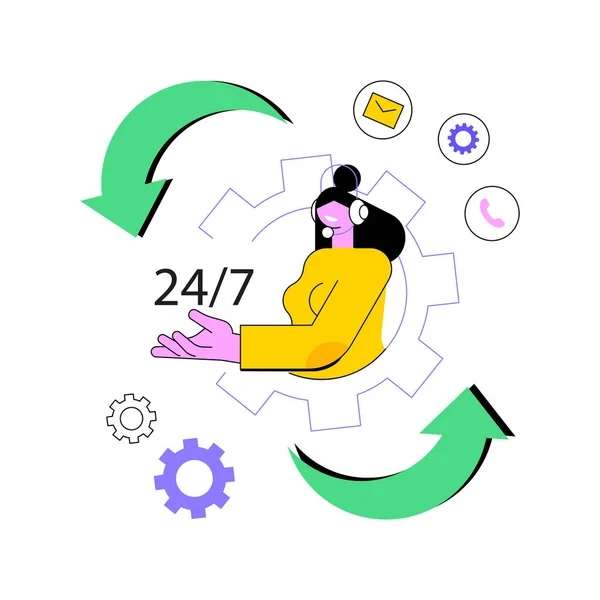 24 for 7 service abstract concept vector illustration. — 图库矢量图片