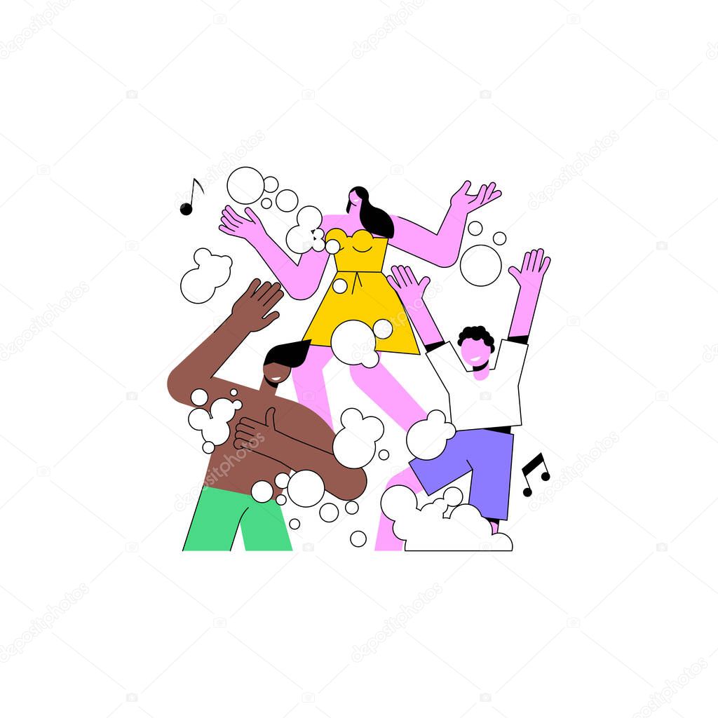 Foam party abstract concept vector illustration.