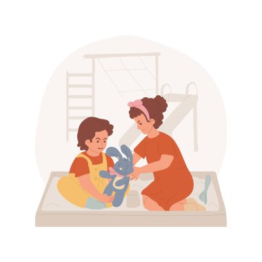 Kardeş rekabeti karikatür vektör illüstrasyonunu izole etti.