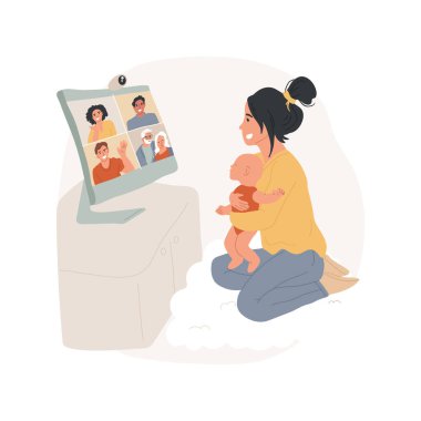 Yeni doğan izole edilmiş çizgi film vektör çizimleri gösteriliyor.