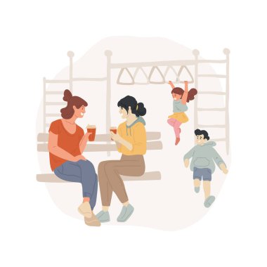 Açık havada oyun parkında toplanmak izole edilmiş çizgi film vektör çizimi.