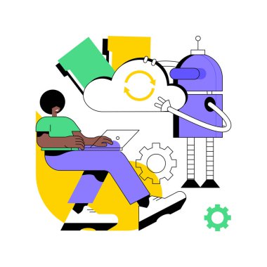 Bulut robotikleri soyut konsept vektör çizimi.