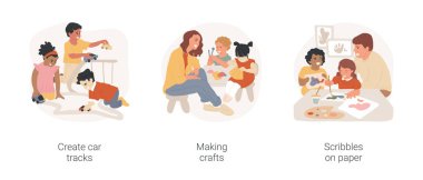 Yürüyen yaratıcı gelişme izole edilmiş çizgi film vektör çizimi.