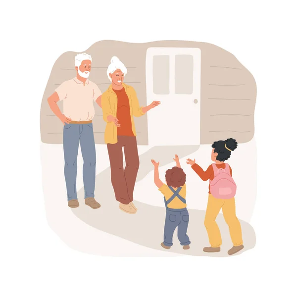 访问祖父母孤立的卡通矢量插图. — 图库矢量图片