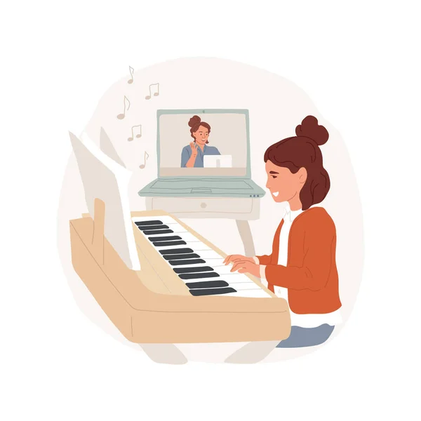 Piano online klasse geïsoleerde cartoon vector illustratie. — Stockvector