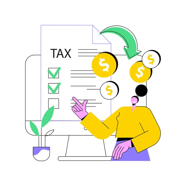 Filing tax return software abstract concept vector illustration. — Vettoriale Stock