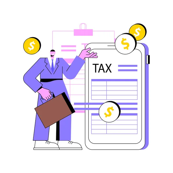 Mobiele app belasting indienen software abstract concept vector illustratie. — Stockvector