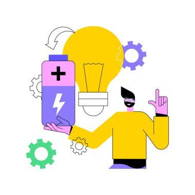 Yenilikçi pil teknolojisi soyut konsept vektör çizimi.