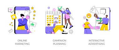 İnternet reklamcılığı soyut konsept vektör çizimleri.