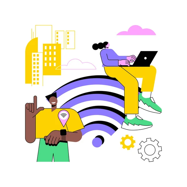 Hotspot wi-fi pubblico concetto astratto illustrazione vettoriale. — Vettoriale Stock