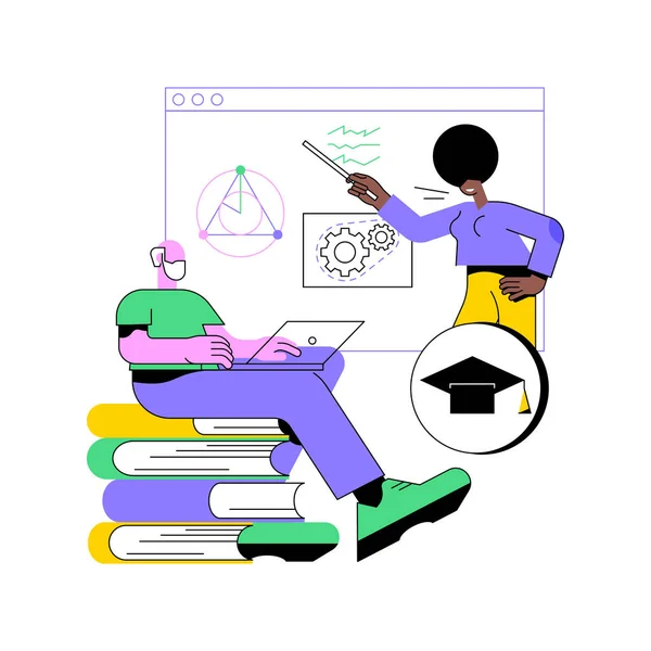 Онлайн обучение для пожилых людей Абстрактная концептуальная векторная иллюстрация. — стоковый вектор