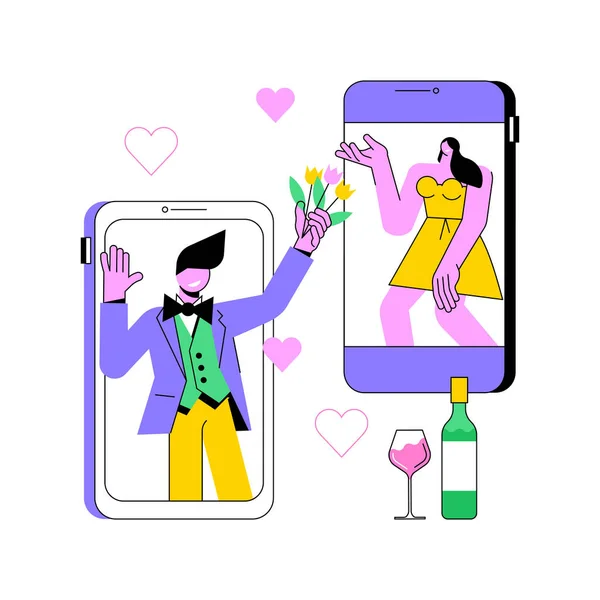 Online dating abstract concept vector illustration. — Stock Vector