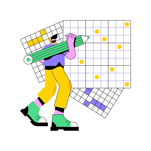 Doe een kruiswoordraadsel en sudoku abstract concept vector illustratie. — Stockvector