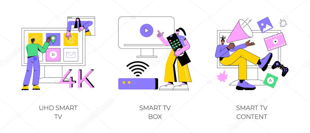 Watch TV abstract concept vector illustrations.