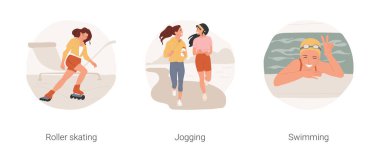 Genç aktif yaşam tarzı izole edilmiş çizgi film vektör çizimi.