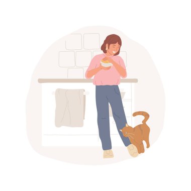 Kedi masajı izole edilmiş çizgi film vektör çizimi.