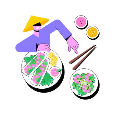 Vietnam mutfağı soyut konsept vektör çizimi.