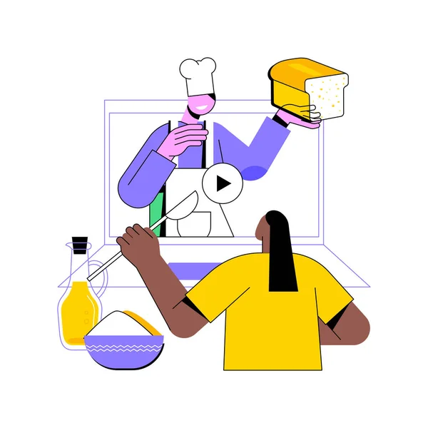 Online matlagning handledning abstrakt begrepp vektor illustration. — Stock vektor