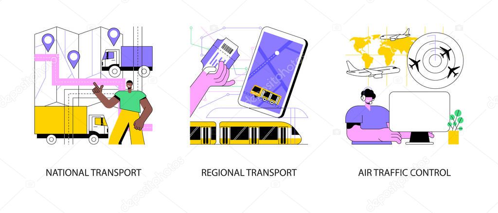 Transportation system abstract concept vector illustrations.