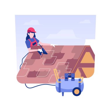 Çatı kiremitleri izole edilmiş konsept vektör illüstrasyonu kuruluyor.