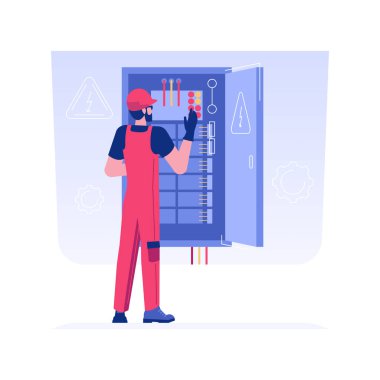 Açık hava elektrik bağlantıları kurulumu izole edilmiş konsept vektör illüstrasyonu.