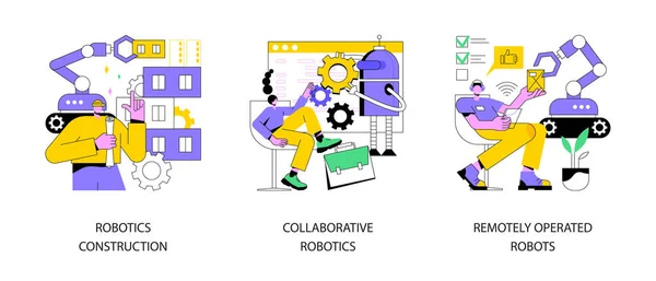 Μηχανική Εργασία Αφηρημένη Έννοια Διάνυσμα Εικονογράφηση Σύνολο Ρομποτική Κατασκευή Συνεργατική — Διανυσματικό Αρχείο