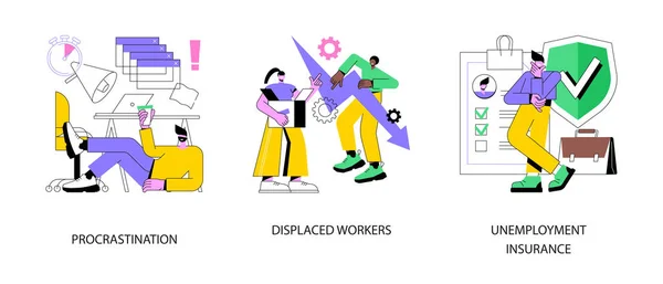 Rezolvarea Afacerii Set Abstract Ilustrații Vectoriale Amânarea Lucrătorii Strămutați Asigurarea — Vector de stoc