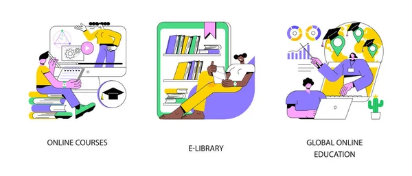 Εργαλεία Learning Αφηρημένη Έννοια Διάνυσμα Εικονογράφηση Σετ Online Μαθήματα Βιβλιοθήκη — Διανυσματικό Αρχείο
