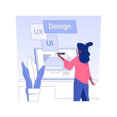 Görsel tasarım izole konsept vektör çizimi. Profesyonel UX tasarımcısı stil rehberi oluşturma, bilişim şirketi uzmanı, görselleştirme geliştirme süreci vektör kavramı.