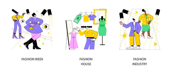 Modekollektion Abstraktes Konzept Vektor Illustrationsset Modewoche Couturierhaus Bekleidungsindustrie Bekleidungsmarkt Markendesigner — Stockvektor